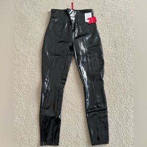 SPANX Faux Patent Leather Leggings, size: petite small